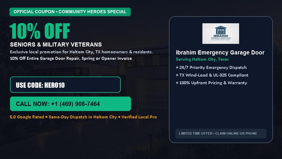 10% OFF Senior, Military & First Responder Discount in Haltom City, TX - Ibrahim Emergency Garage Door